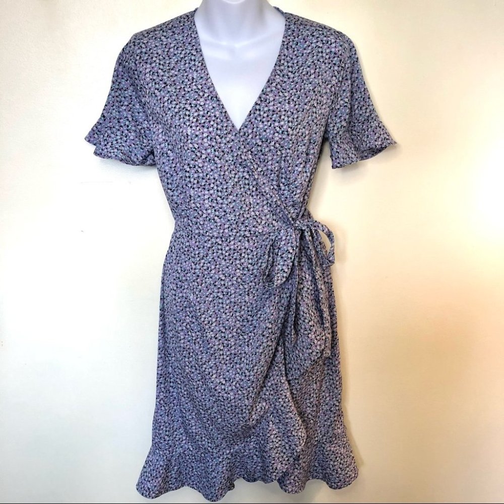 Only Blue Floral Wrap Dress